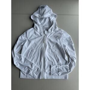 Athleta Girl full zip ribbed hoodie, size 8/10, white